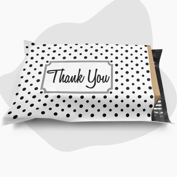50 10X13 Poly Mailers White & Black Polka Dot, Shipping Envelopes PRICE IS FIRM - Picture 3 of 3